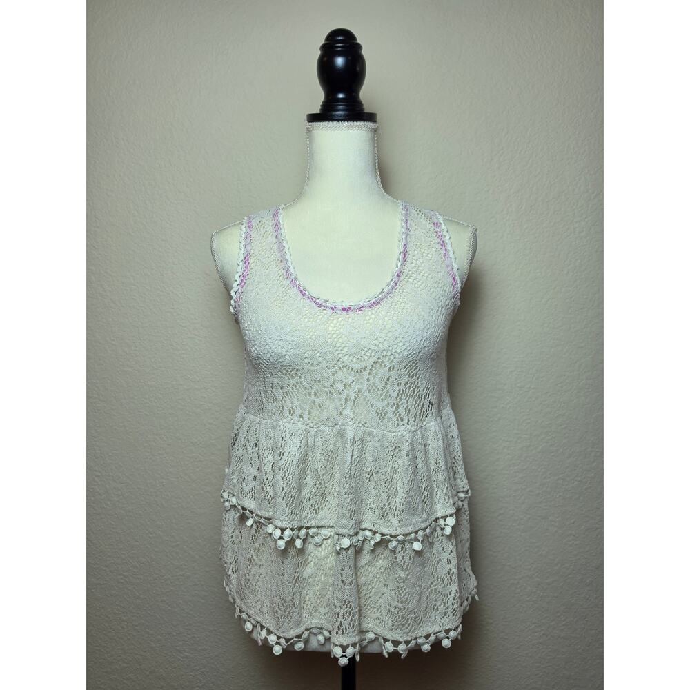 Free People Daydream Ivory Lace Top XS